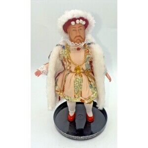 Vintage King Henry Plastic Doll/Figurine W/Stand Ornate Jewels Sword  9”